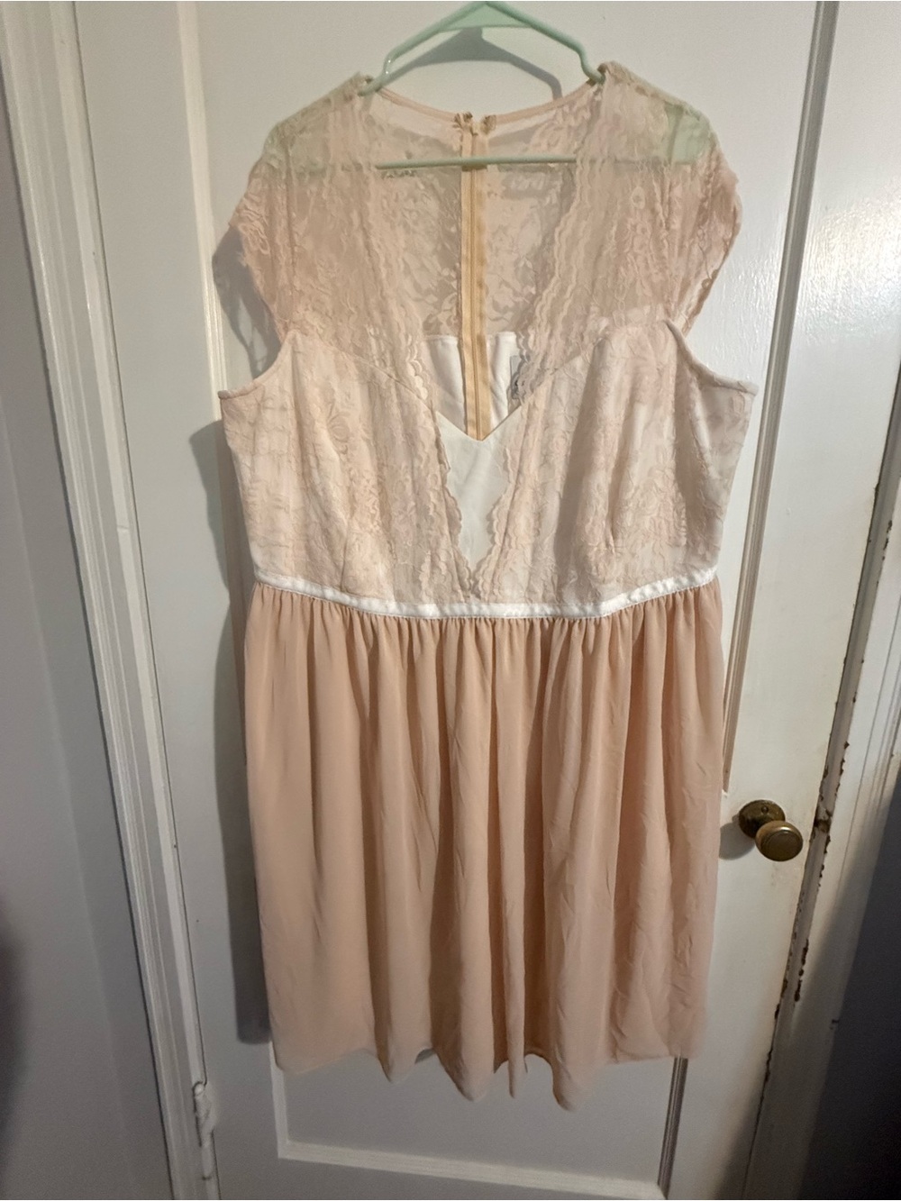 ASOS Blush Lace & Chiffon Formal Dress in peach